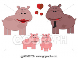 Vector Clipart - Family animals, hippo. Vector Illustration ...
