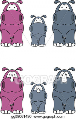 Vector Art - Hippo and rhino family. Clipart Drawing ...