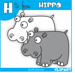 H is for Hippo Clip Art