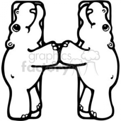 Letter H Hippo or Hippopotamus clipart. Royalty-free clipart # 380234