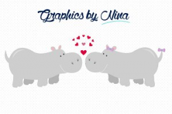 Love Hippos Clipart