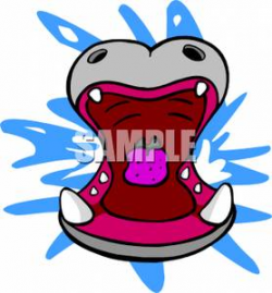 The Open Mouth of a Hippopotamus - Royalty Free Clipart Picture