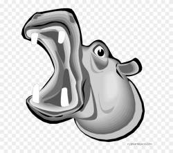 Clipartblack Com Free Black White Images - Hippo With Mouth ...