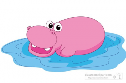 Large Pink Hippo In Water Clipart 581 Within | Clipart
