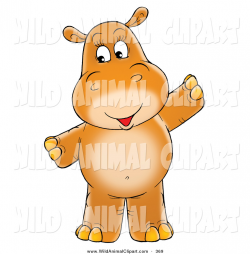 Clip Art of a Friendly Brown Baby Hippo Standing and Holding ...