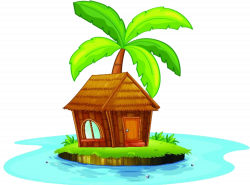 Nipa hut Clip art - There is a small house on the island 1000*743 ...