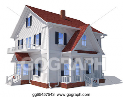 Drawing - 3d home exterior. Clipart Drawing gg65457543 - GoGraph