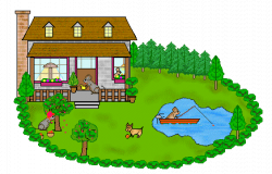 Mice Clip Art - Mouse House With Small Lake - Mouse Cabin ...