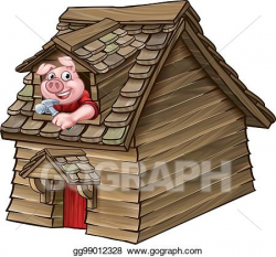 Vector Stock - Three little pigs fairy tale wood house ...