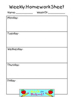 Weekly Homework Sheet-Complete Set | Products in 2019 ...