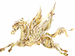 Clipart - Abstract Winged Horse Gold