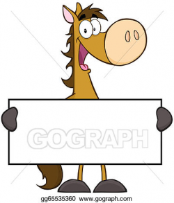 Vector Art - Horse character holding a banner. Clipart ...