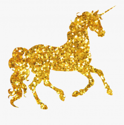 Unicorn Sparkly Cute Glitter Sticker - Gold Glitter Unicorn ...