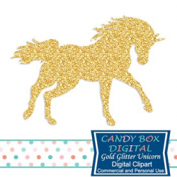 Gold Glitter Unicorn Clip Art - Commercial Use OK | Dees b ...