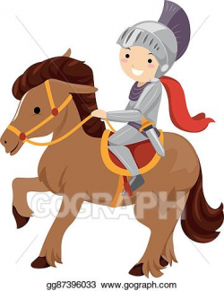 EPS Illustration - Kid boy knight horse. Vector Clipart ...