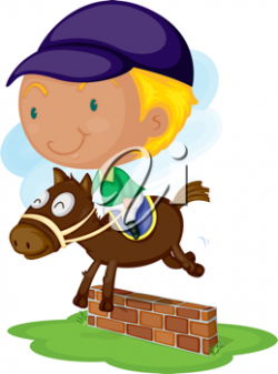 Royalty Free Clipart Image of a Boy Riding a Horse and ...