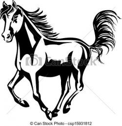 Horse Line Drawings Clip Art | Mustang Horse Clip Art | WOOD ...