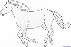 White Horse Galloping Clip Art - Sweet Clip Art