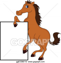 Vector Stock - Cute horse cartoon with blank sign. Clipart ...