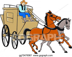 Vector Clipart - Stagecoach driver horse cartoon. Vector ...