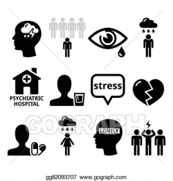 Vector Art - Mental health icons - depression. EPS clipart ...