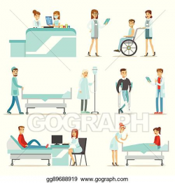 Vector Stock - Injured and sick patients in the hospital ...