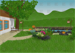 Clipart Of House With Garden | Clip Art