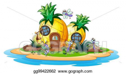 EPS Illustration - Pineapple house on island. Vector Clipart ...