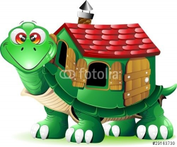 Vector: Tartaruga con Casa Cartoon-Turtle Cartoon with House ...