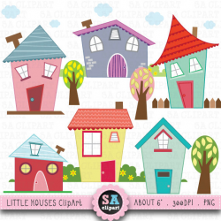 Little Houses Digital Clip Art 