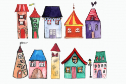 11 Watercolor Houses Clip Art ~ Objects ~ Creative Market