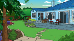 A Landscaped Backyard Of A House Background