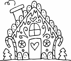 28+ Collection of Gingerbread House Clipart Black And White | High ...