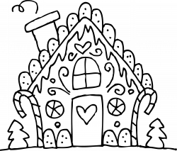 gingerbread house clip art black and white | Holiday Doodles ...