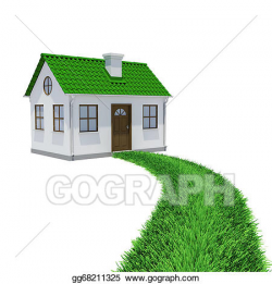 Stock Illustration - The path of grass leading to a small ...