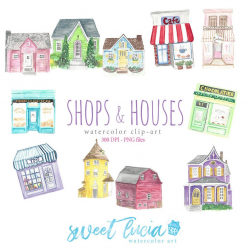 Shop Fronts & Houses Watercolor Clipart Set Instant Download Printable Art  Digital Graphics Boutique Barn Candy Shop Bakery Store Cottage