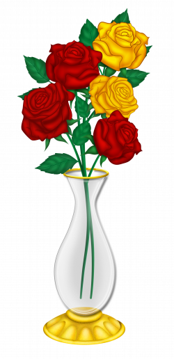 Beautiful Vase with Red and Yellow Roses PNG Picture | Gallery ...