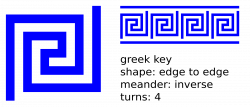 Clipart - edge to edge 4 turns greek key, inverse meandre, with lines