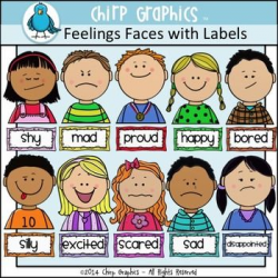 Kids Feelings Faces Clip Art Set 1 - Chirp Graphics ...