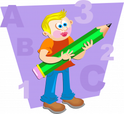 Clipart - Boy With Giant Pencil