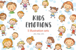 Kids emotions bundle, children with various emotion