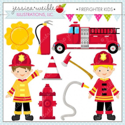 Firefighter Kids Cute Digital Clipart - Commercial Use OK ...