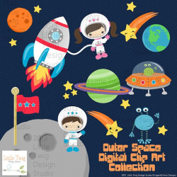 Outer Space Astronauts Kids, Children Digital Clipart, clip ...
