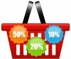 Shopping Basket with Discount Icons PNG Clip Art Image | Gallery ...
