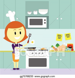 Vector Art - Mom cooking in the kitchen. Clipart Drawing ...