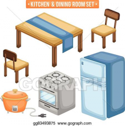Vector Clipart - Kitchen and dining room items. Vector ...