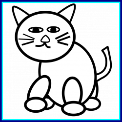 Stunning Cartoon Clipart Of An Outlined Curious Kitten In A Water ...