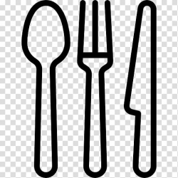 Black spoon, fork, and knife icon illustration, Cafe ...