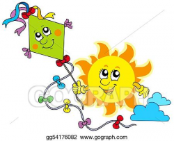 Clip Art - Autumn sun with kite. Stock Illustration ...