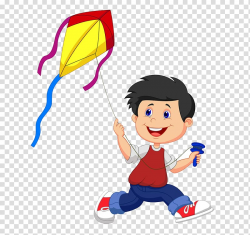 Boy holding kite , Kite Cartoon Illustration, Small people ...